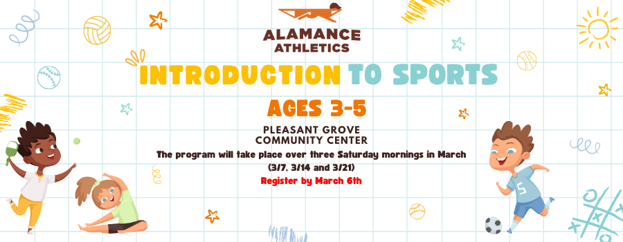 illustrated image of kids playing sports with doodle background and text overlay