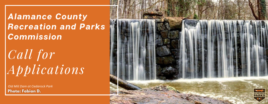 Alamance County Recreation and Parks Commission Call for Applications. Click the image to be taken to the application.