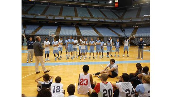 photo of SOAC athletes with UNC CH basketball team photo of SOAC athletes with UNC CH basketball team