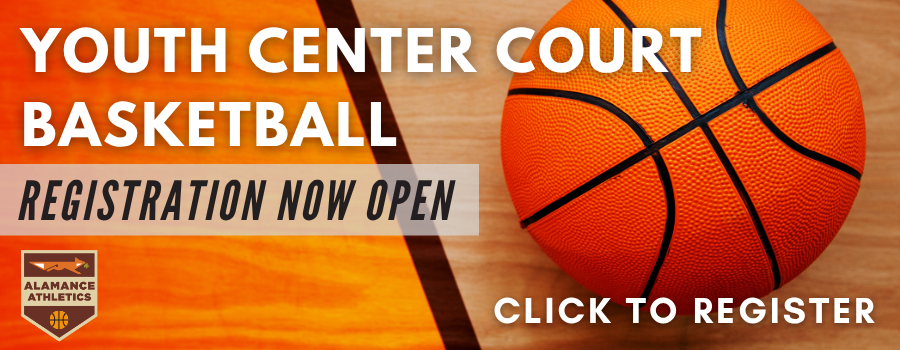 image of a basketball on a wooden gymnasium floor with text overlay