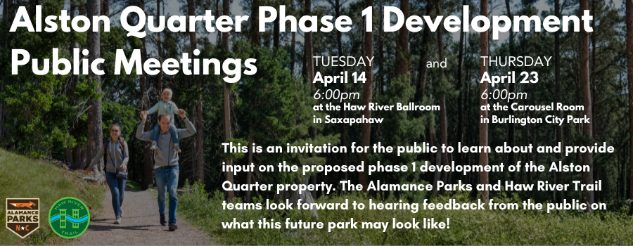 advertisement for public meetings about a new park