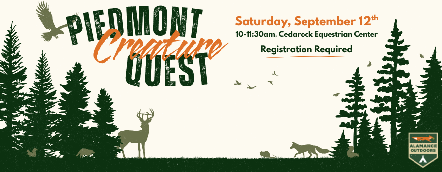 background with trees and wildelife and text announcing an upcoming youth outdoor program