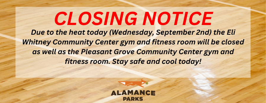 background image of wooden gymnasium floor with text announcing community centers closures.